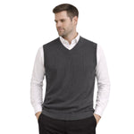 HG Men's Ribbed V-Neck Sleeveless Sweater - Charcoal Gray