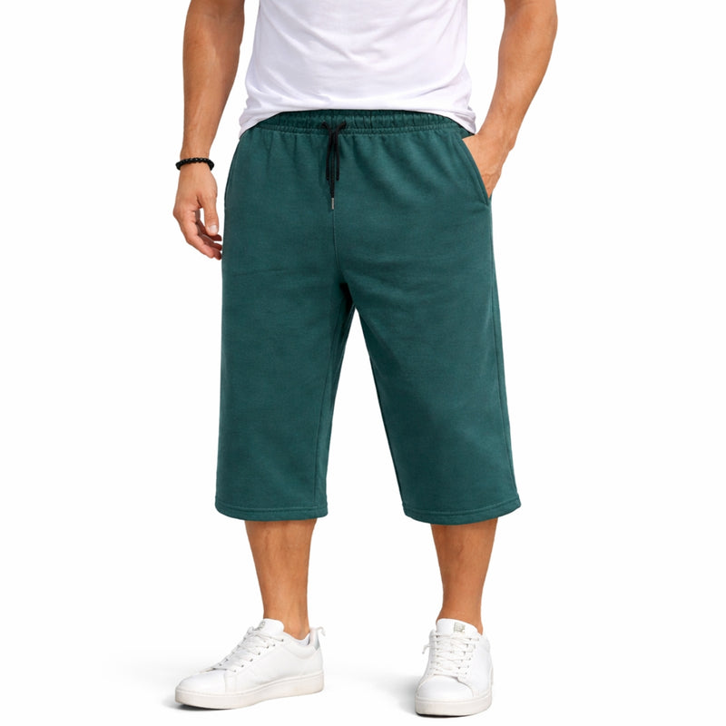 Men's Basic Summer Essential 3 Quarter Shorts - Forest Green