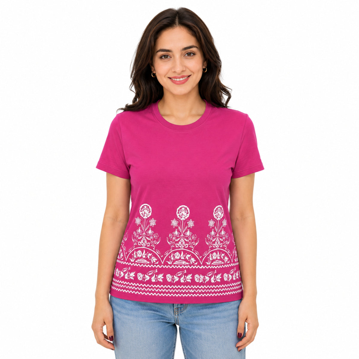 Women's Heritage Floral Border Cotton Jersey T-Shirt