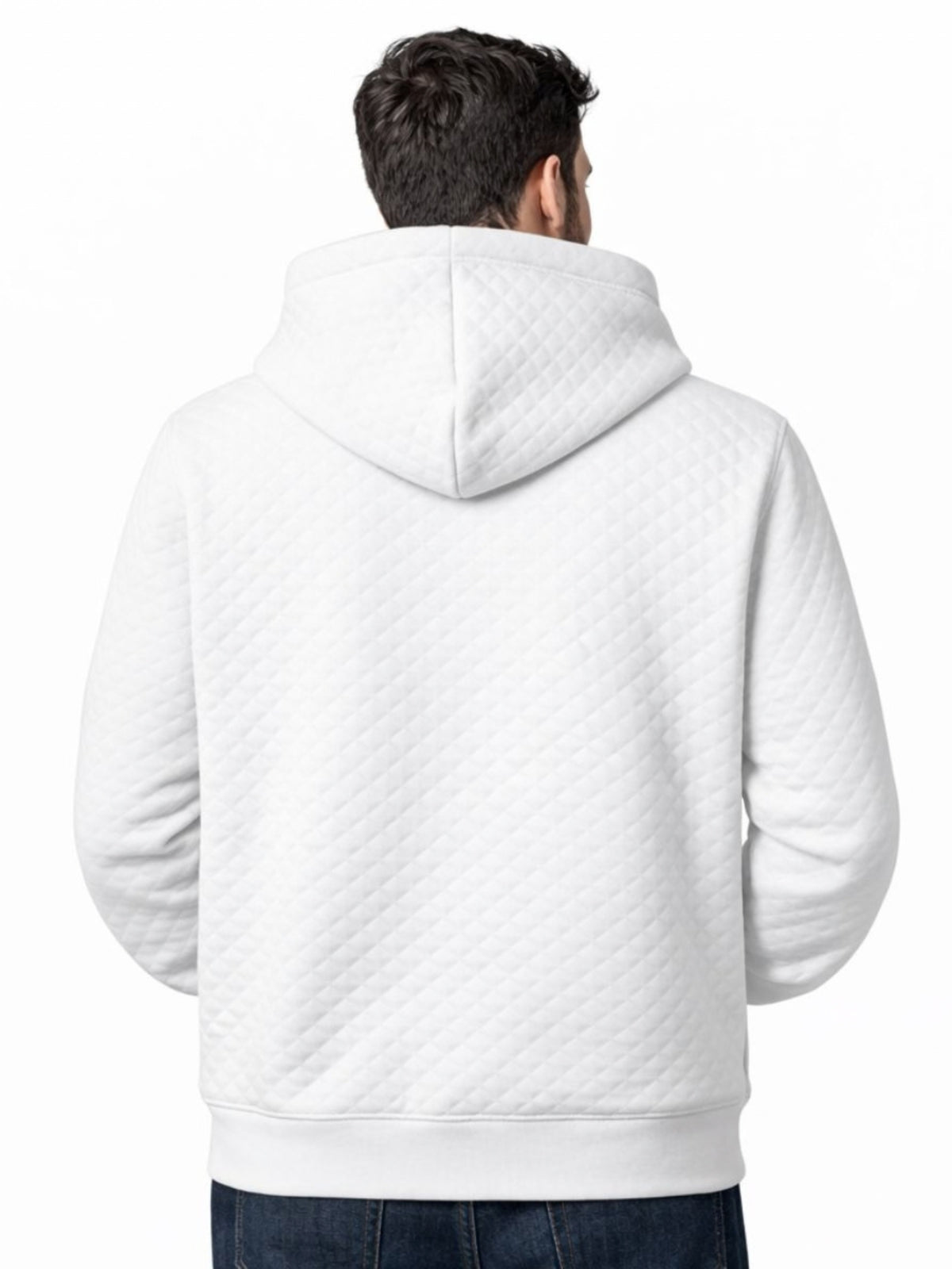 HG Men’s Luxury Quilted Pullover Hoodie – White Edition