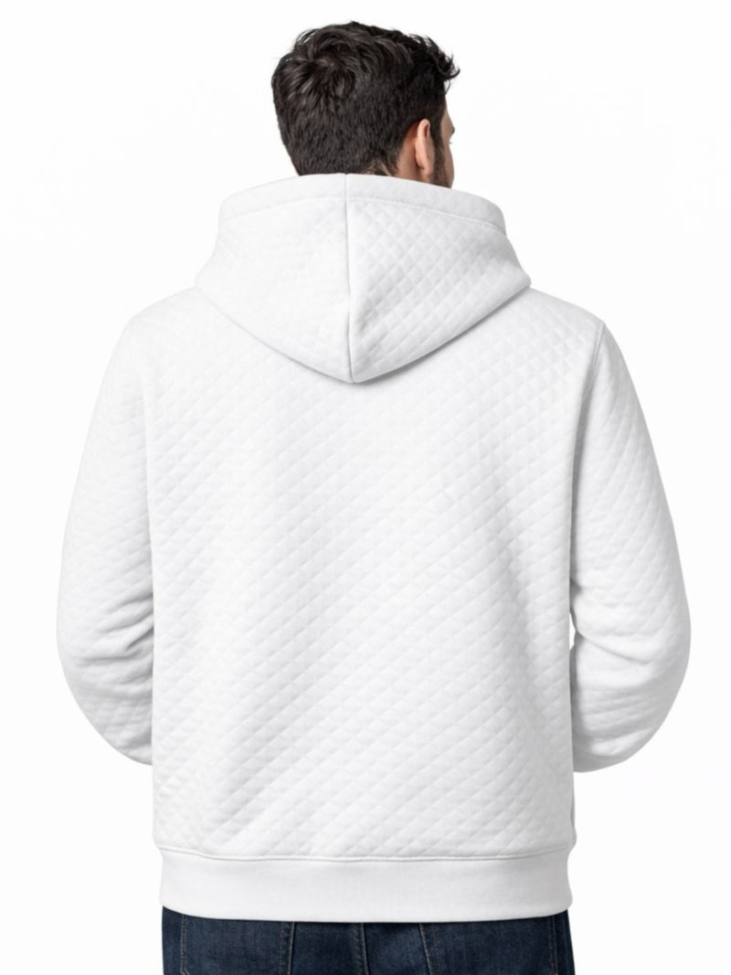 HG Men’s Luxury Quilted Pullover Hoodie – White Edition