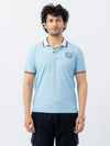 Mens’ Signature Embroidered Contrast Collar Polo Shirt – Sky Blue