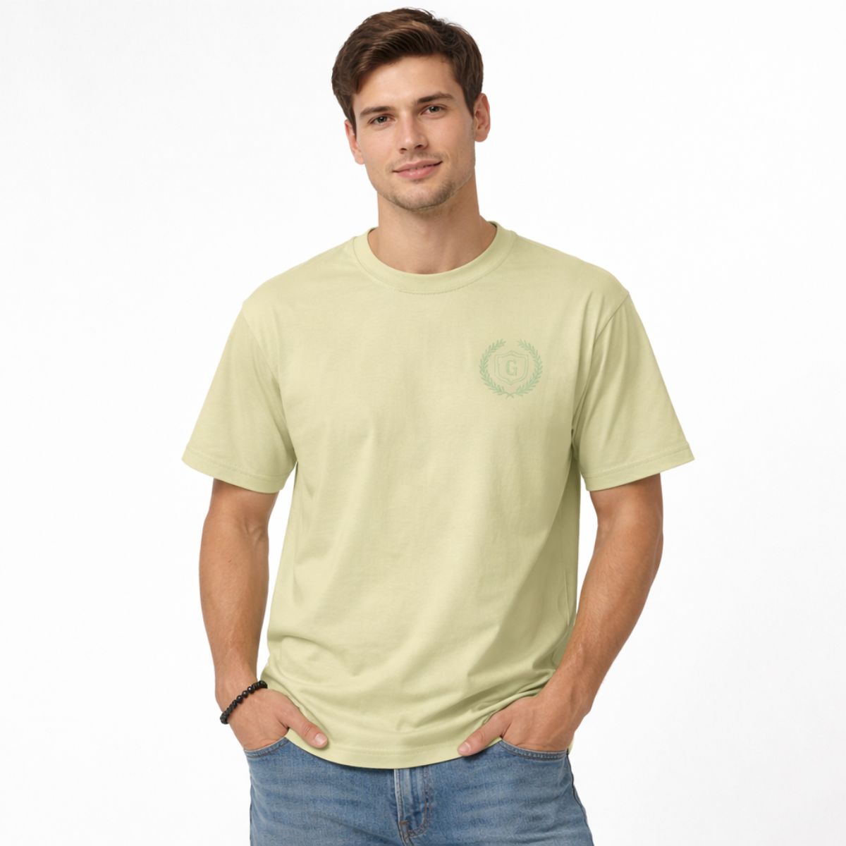 Men's Signature Emb. Round Neck Tee Shirt - Thistle Green