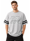 Unisex Oversized Graphic Printed Drop Shoulder T-Shirt - Hyder Gray