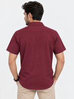 Classy "Brooklyn" Embroidered Soft Cotton Casual Shirt - Maroon
