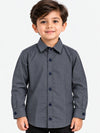 Boy's Micro Checkered Full Sleeves Casual Shirt - Charcoal Gray