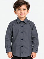 Boy's Micro Checkered Full Sleeves Casual Shirt - Charcoal Gray