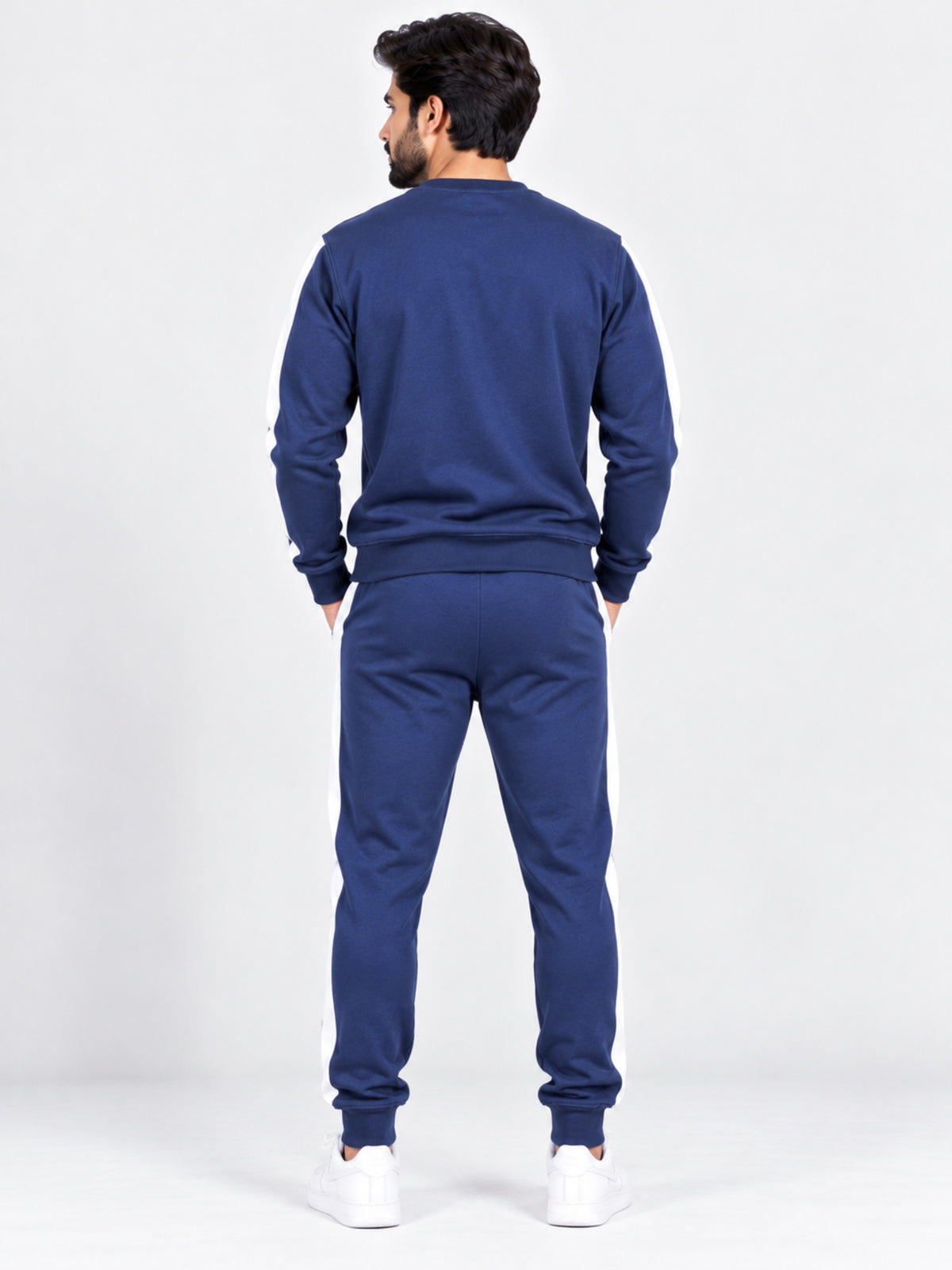 Men's "Hangree" Emb. Fleece Co-Ord Set – Navy Blue