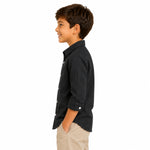 Boy's Elegant Self Printed Full Sleeves Casual Shirt - Black