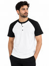 Men’s Casual Comfort Raglan Henley Tee Shirt – White