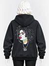 Women's Graphic Back Print Drop Shoulder Fleece Hoodie