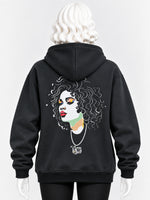 Women's Graphic Back Print Drop Shoulder Fleece Hoodie