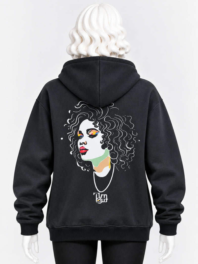 Women's Graphic Back Print Drop Shoulder Fleece Hoodie