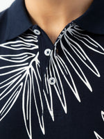 HG All Over Floral Printed Polo Shirt For Men's - Black Navy