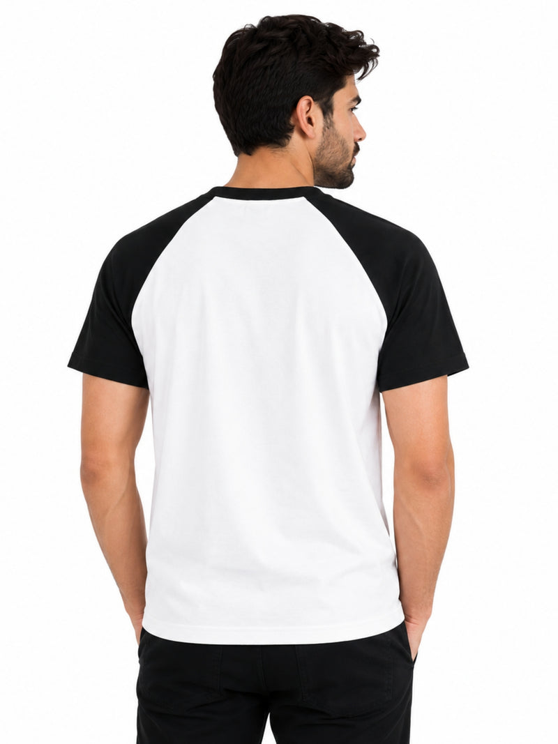 Men’s Casual Comfort Raglan Henley Tee Shirt – White