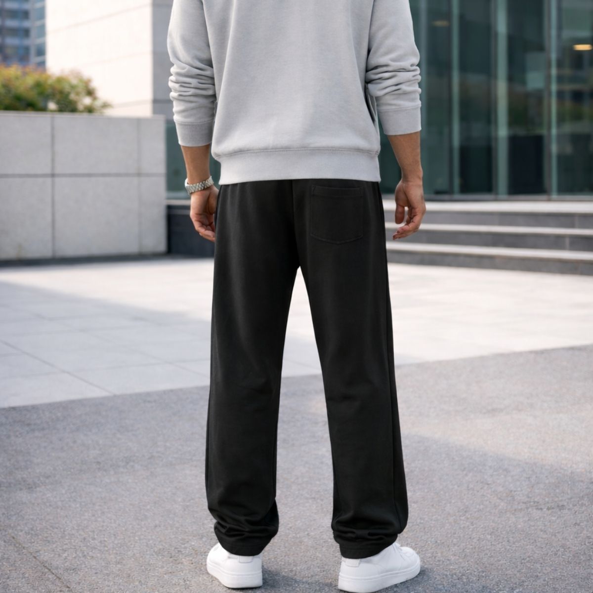 HG Classic Terry Loose Fit Trousers with Zipper Pockets - Black