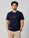 Galaxy Embroidered Men Tee Shirt - Navy