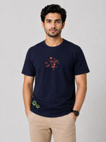 Galaxy Embroidered Men Tee Shirt - Navy