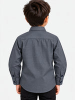 Boy's Micro Checkered Full Sleeves Casual Shirt - Charcoal Gray