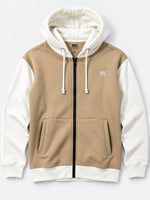 Contrast Sleeves Men Fashion Fleece Hoodie - Brown