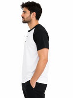Men’s Casual Comfort Raglan Henley Tee Shirt – White
