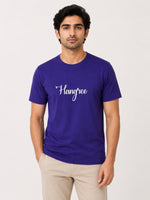 Stylish Hangree Embroidered Men Tee Shirt - Navy