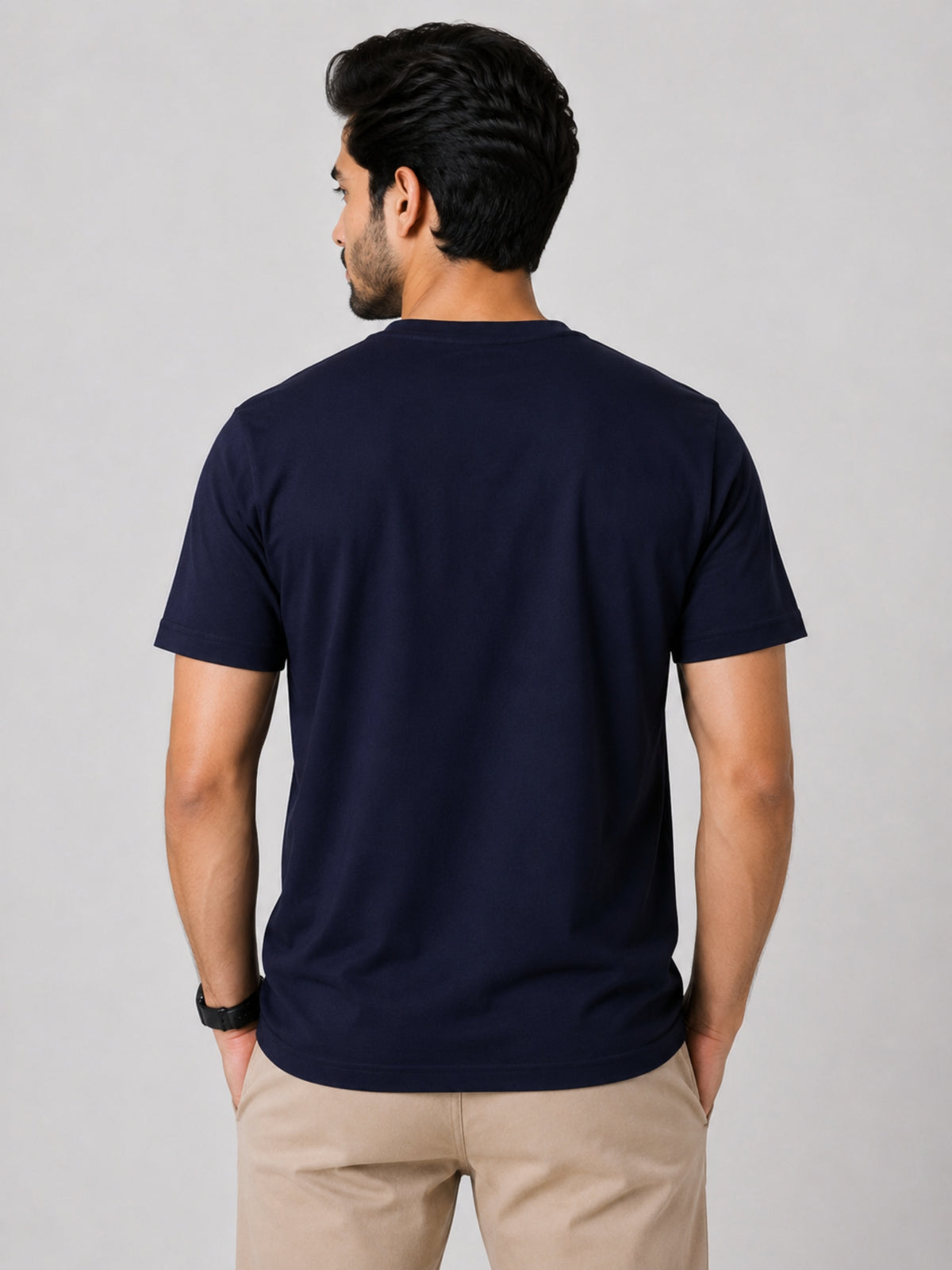Galaxy Embroidered Men Tee Shirt - Navy