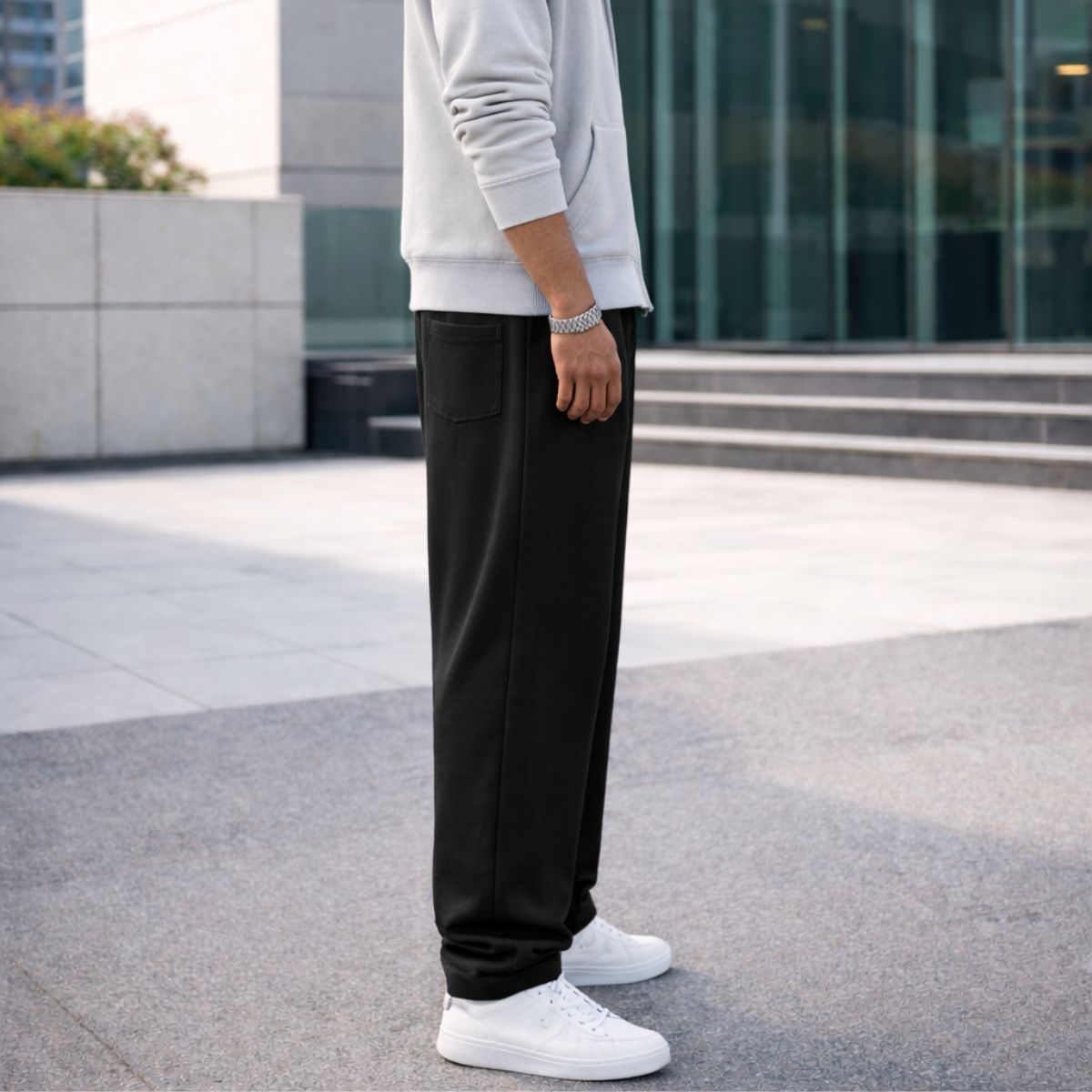 HG Classic Terry Loose Fit Trousers with Zipper Pockets - Black