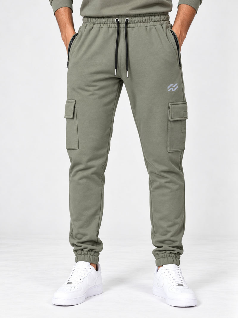 Hangree Signature Terry Cargo Trouser - Camo Green