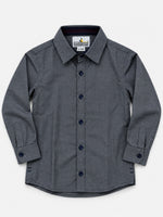 Boy's Micro Checkered Full Sleeves Casual Shirt - Charcoal Gray