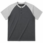 Men’s Casual Comfort Raglan Henley Tee Shirt – Dark Gray