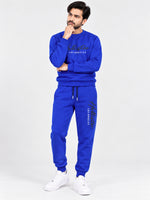 Men's Graphic Printed Fleece Co-Ord Set - Royal Blue