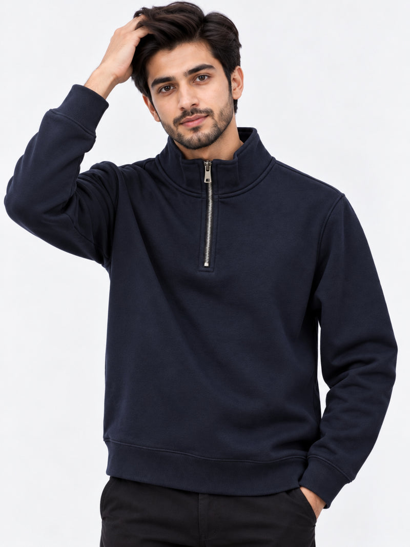 Men's Mock Neck Half-Zip Fleece Sweatshirt