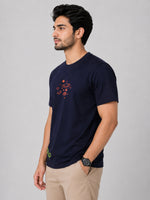 Galaxy Embroidered Men Tee Shirt - Navy