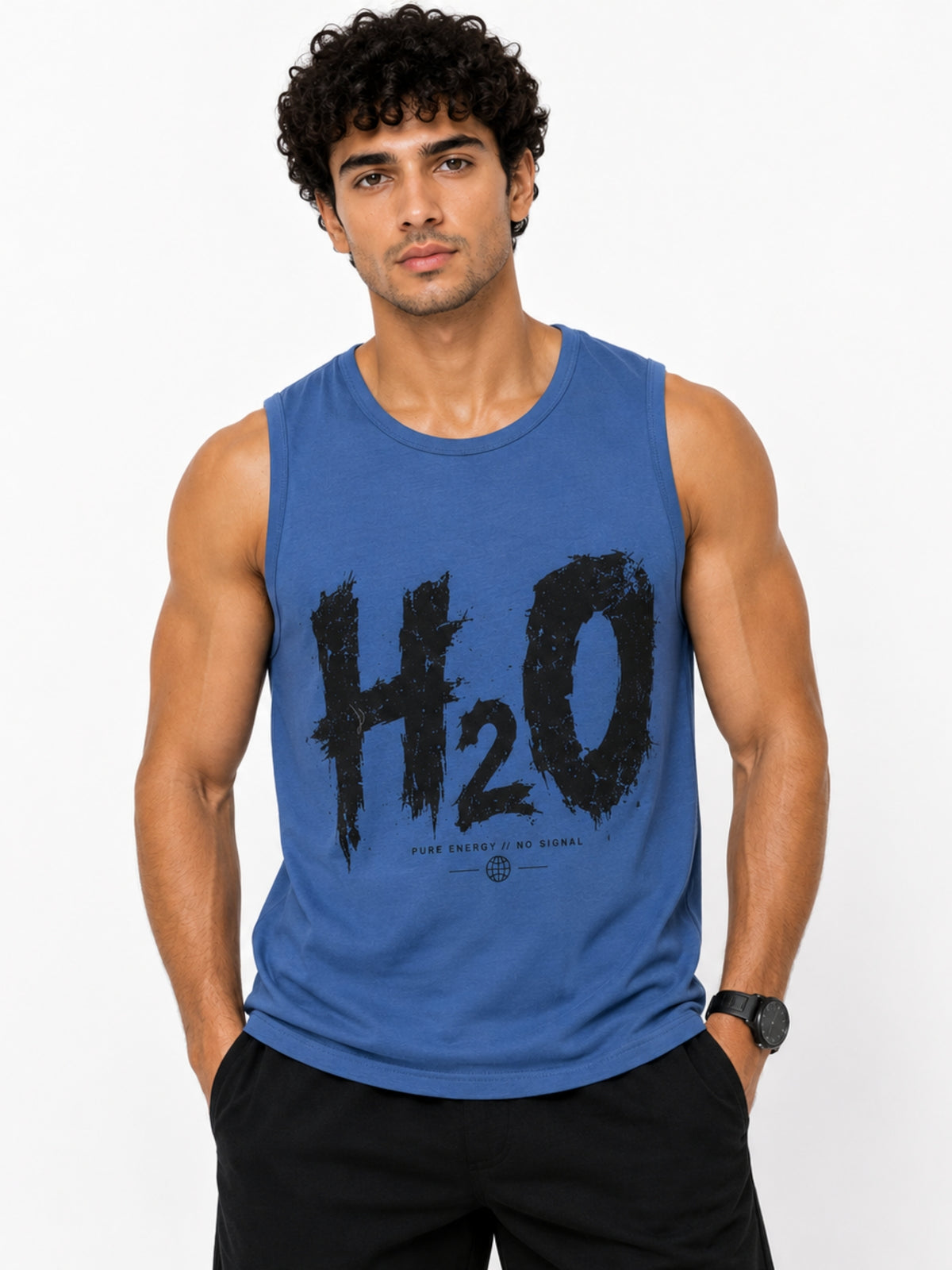 Men's H2O Graphic Sleeveless Cotton Jersey Tank Top
