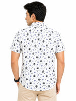Men’s Leaf & Polka Print Half Sleeve Casual Shirt – White