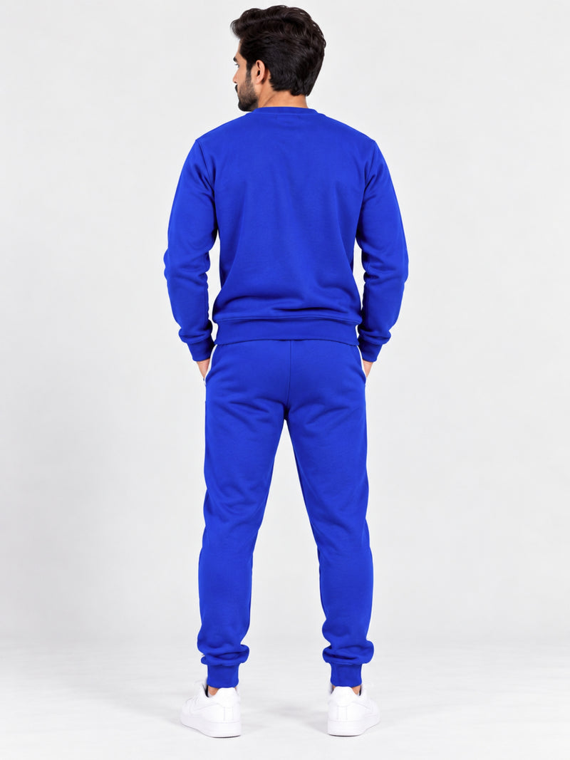 Men's Graphic Printed Fleece Co-Ord Set - Royal Blue