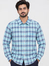 Men's Sky Blue Checkered Full Sleeves Casual Shirt