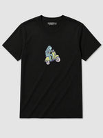Allien Biker Embroidered Men Tee Shirt - Black