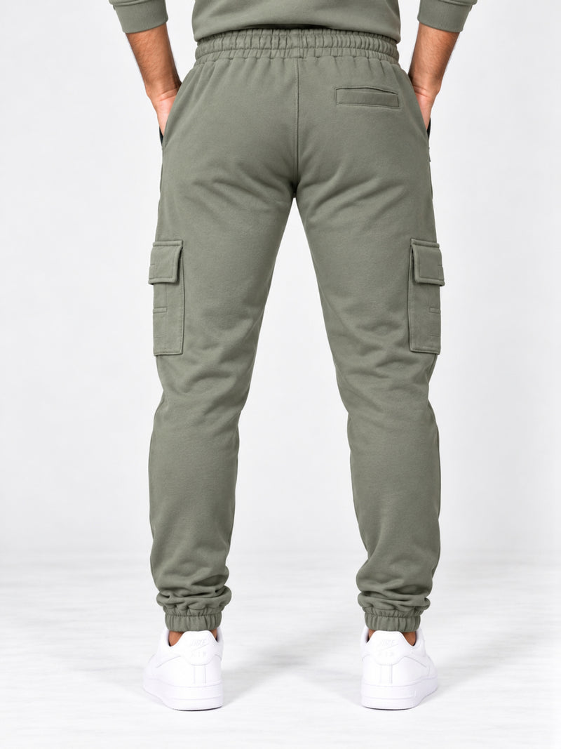 Hangree Signature Terry Cargo Trouser - Camo Green