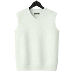 HG Men's Ribbed V-Neck Sleeveless Sweater - Textured Off White