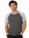 Men’s Casual Comfort Raglan Henley Tee Shirt – Dark Gray