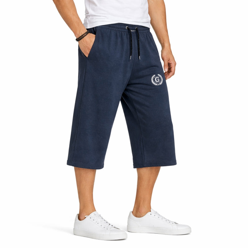 Men's Signature Emb. Three Quarter Shorts - Dark Navy