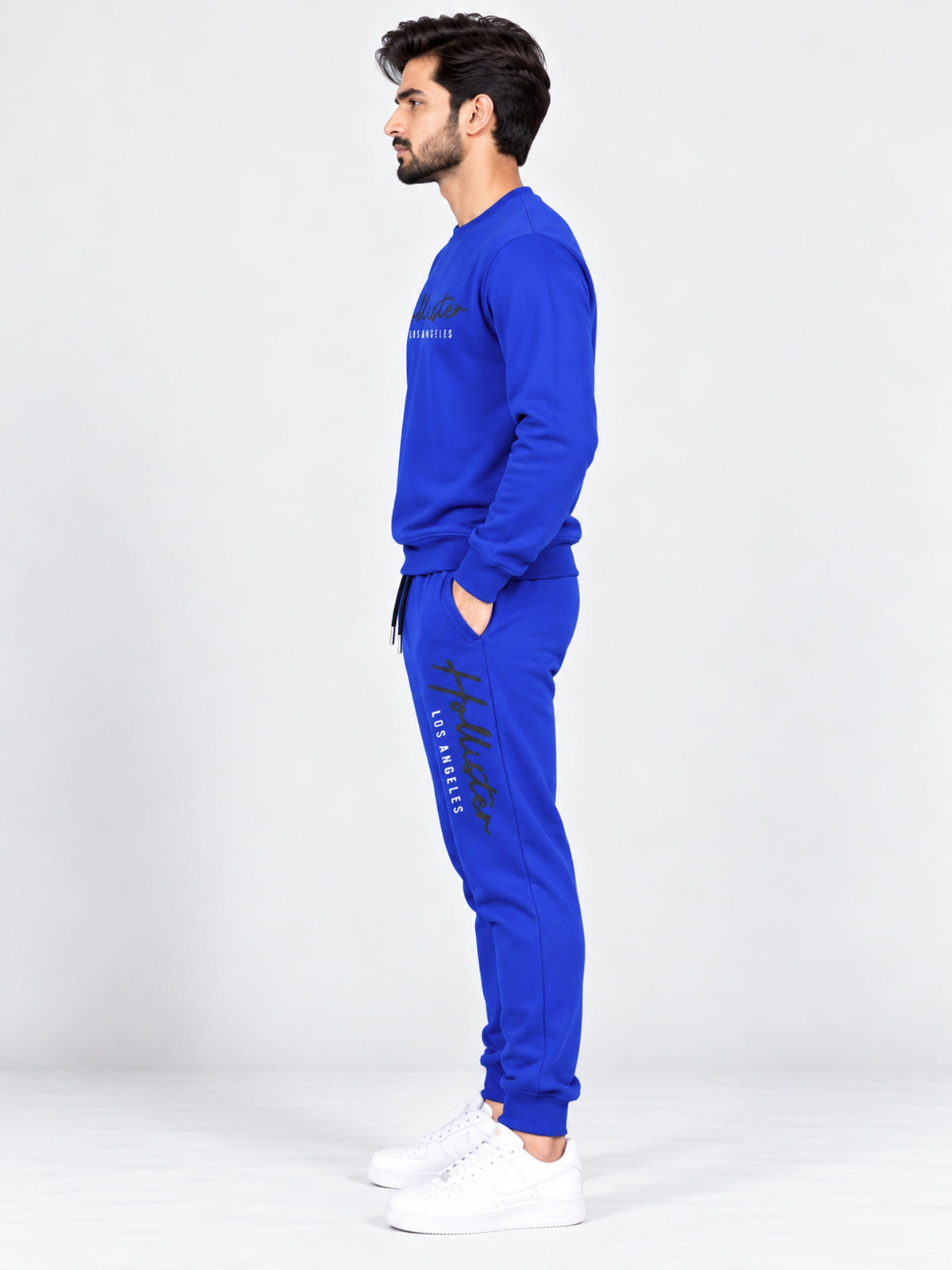 Men's Graphic Printed Fleece Co-Ord Set - Royal Blue