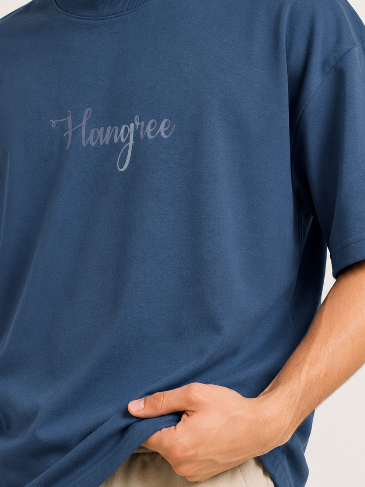 Unisex Oversized Drop Shoulder Cotton Jersey T-Shirt - Steel Blue