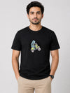 Allien Biker Embroidered Men Tee Shirt - Black