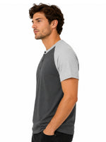 Men’s Casual Comfort Raglan Henley Tee Shirt – Dark Gray