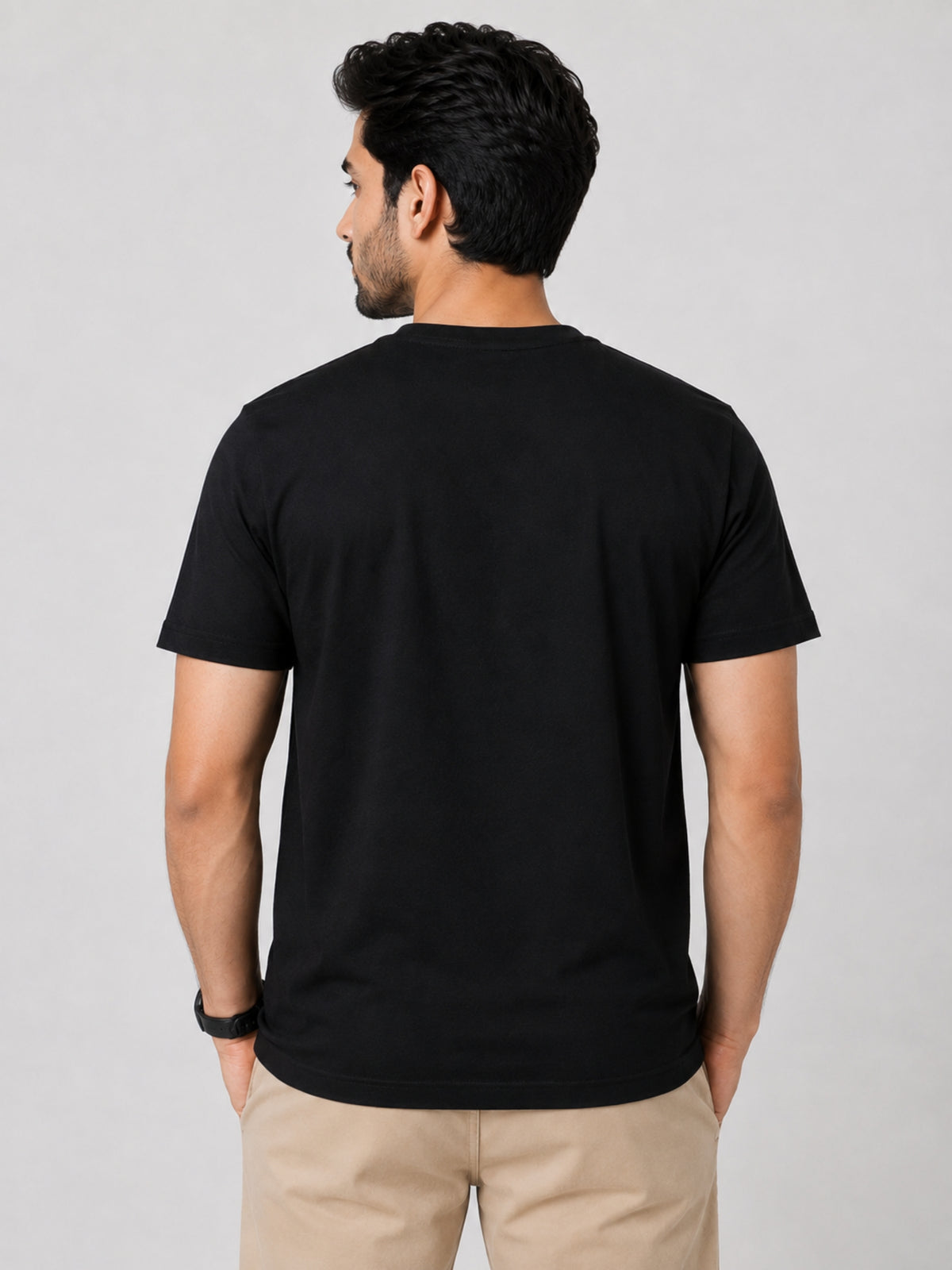Allien Biker Embroidered Men Tee Shirt - Black