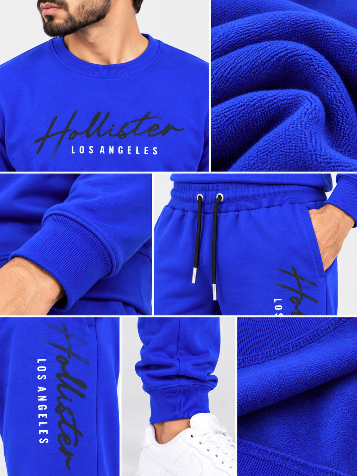 Men's Graphic Printed Fleece Co-Ord Set - Royal Blue