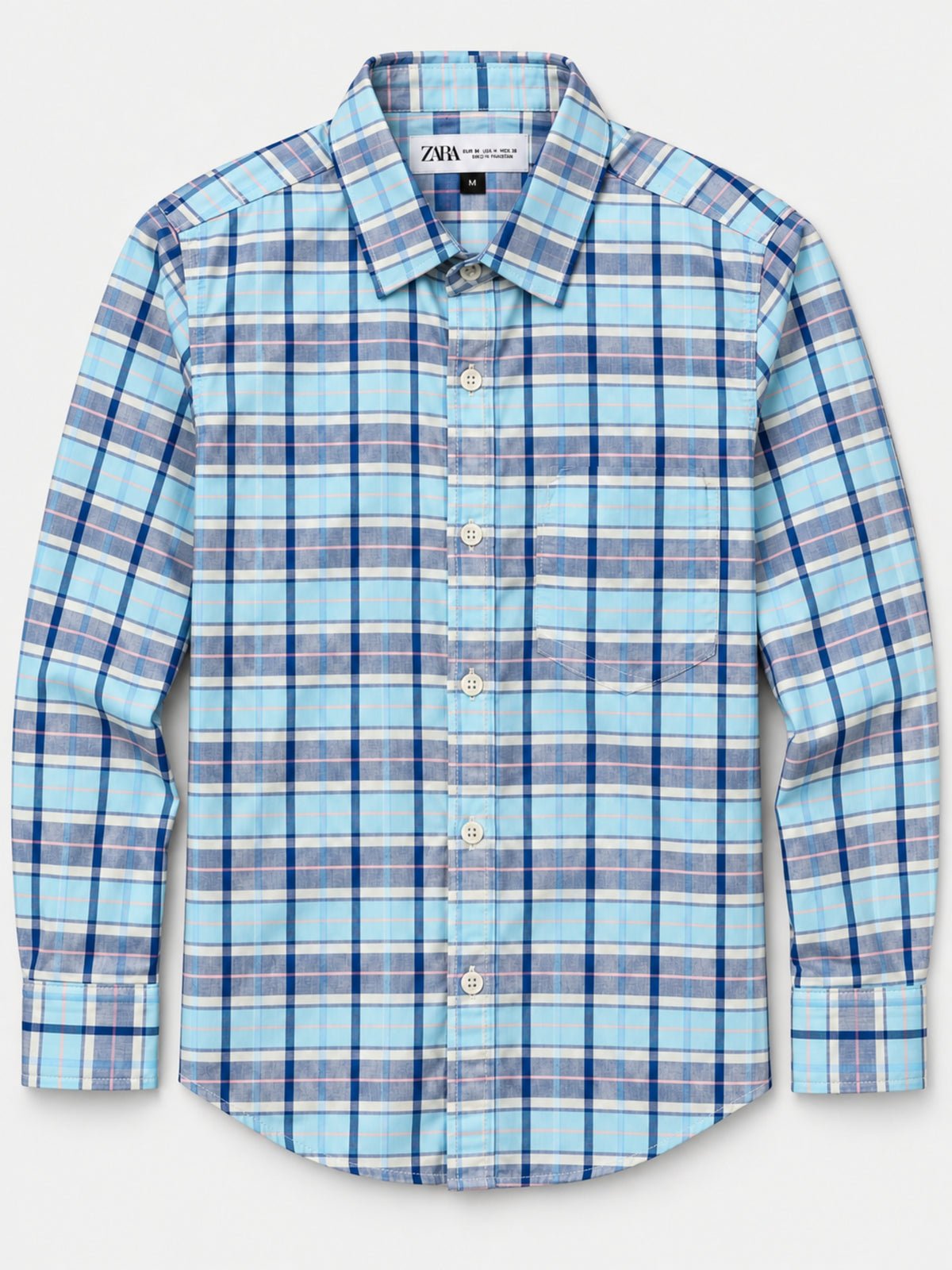 Men's Sky Blue Checkered Full Sleeves Casual Shirt